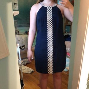 Lilly Pulitzer navy and gold shift dress